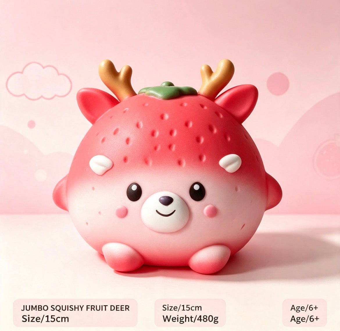 Jumbo Squishy Fruit Deer | TikTok Viral | 14x14cm